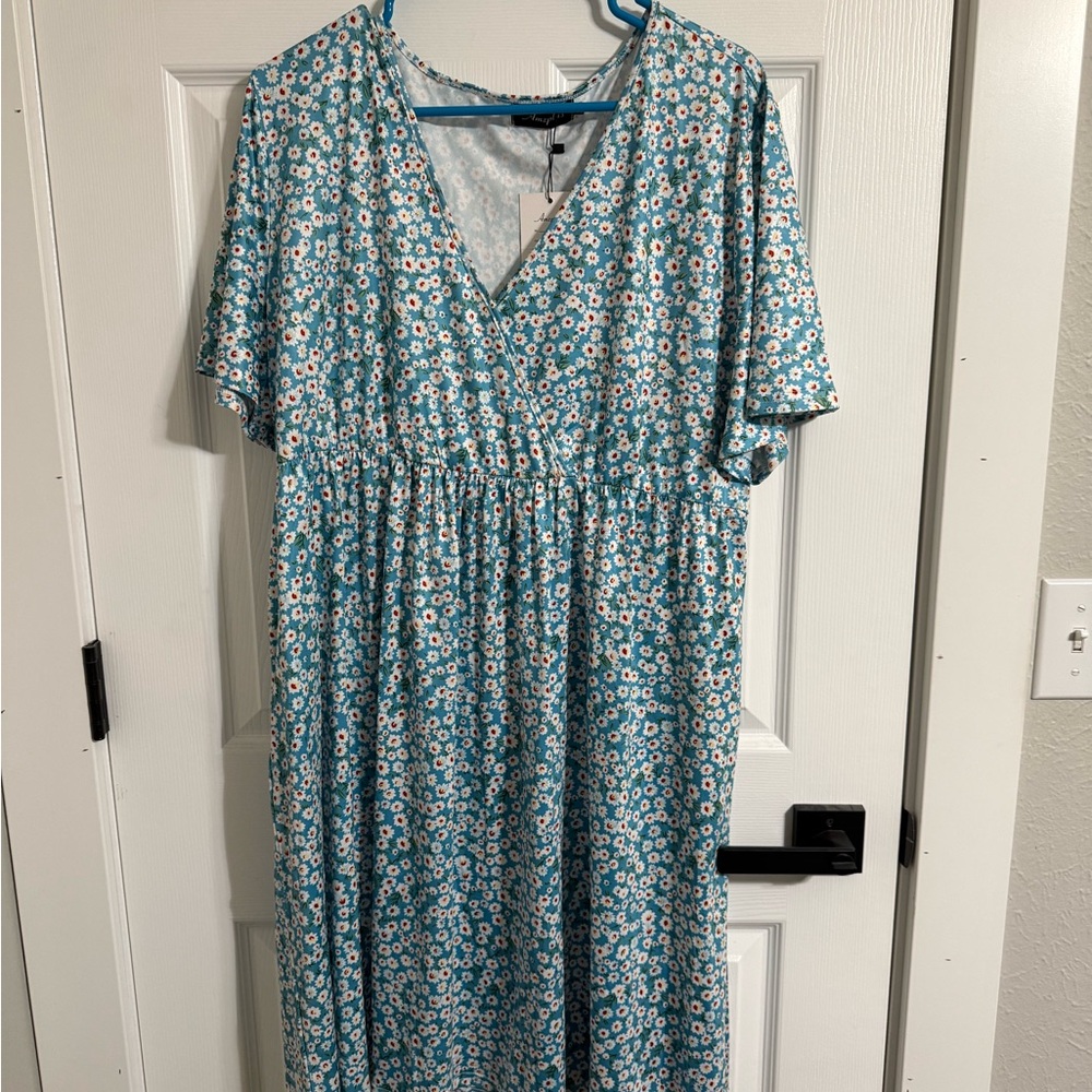 Floral Blue Midi Dress